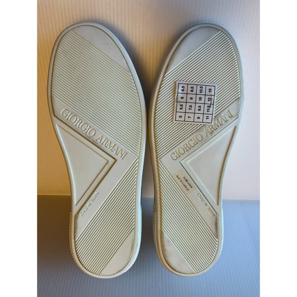 Giorgio Armani White Leather Sneakers Blue Signature, Size 7 (US) 37 (EU), NWOB! - Picture 9 of 10